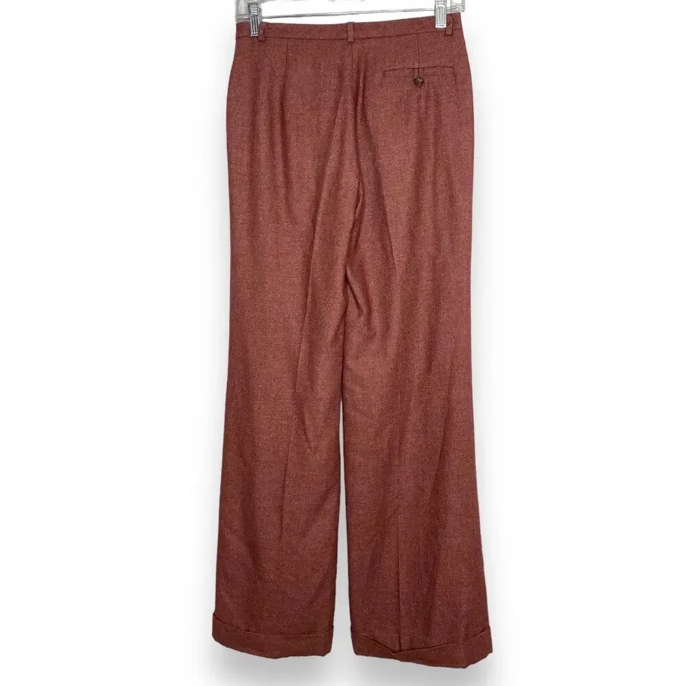 Banana Republic Deep Blush Burgundy Wool Wide Leg Dress Pants Size 0 0000